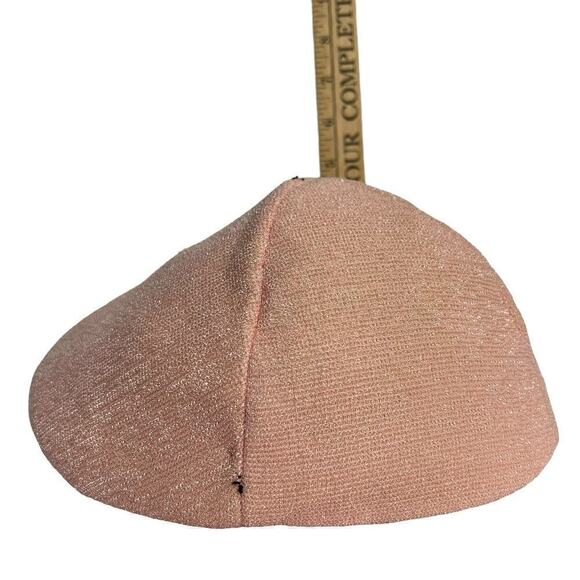 Vintage Wilshire Pink Sequined Thread Hat with Navy Blue Veil Circa 1940s - Picture 11 of 12